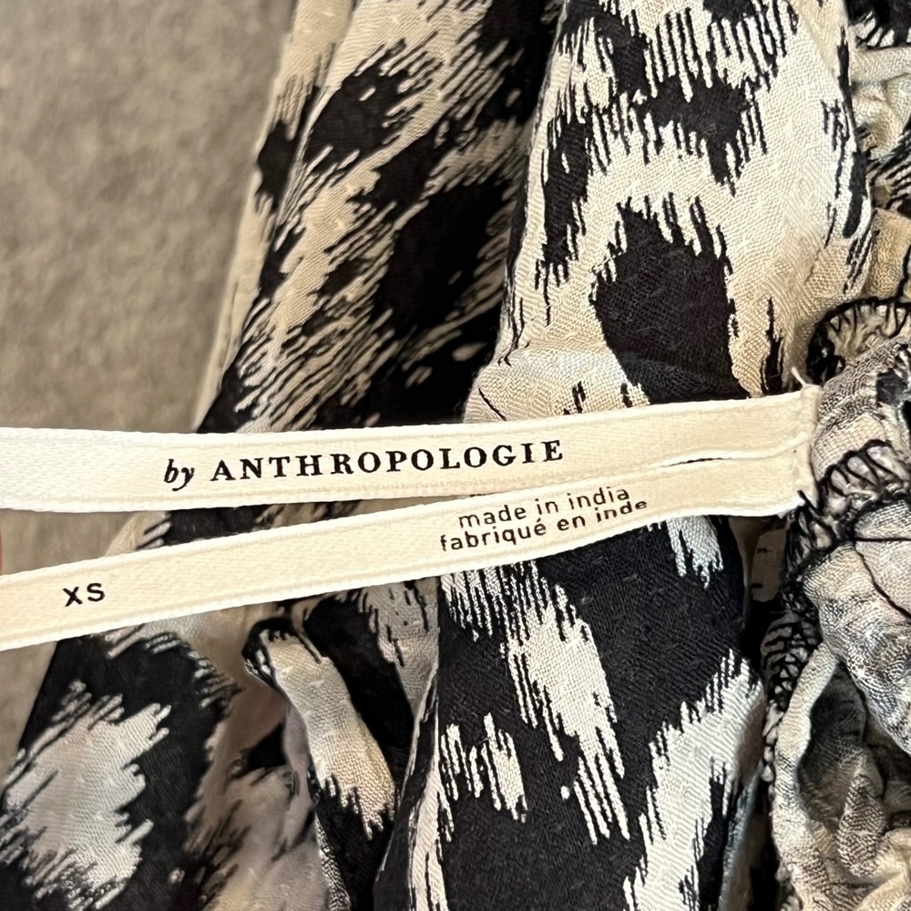 Anthropologie Midi Dress Women XS Black White Animal Print Strappy Boho Slit - Picture 2 of 12